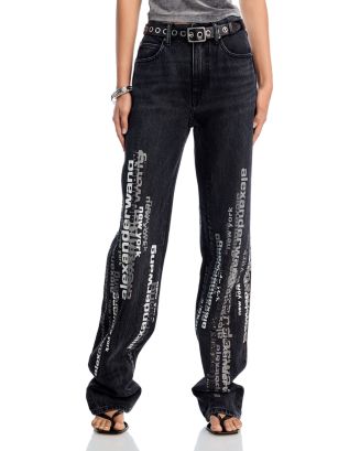 alexanderwang EZ Vertical Screen Print High Rise Straight Wide Leg