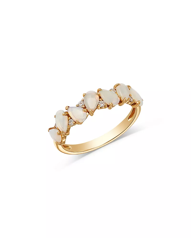 Bloomingdale's Fine Collection Opal & Diamond Band Ring in 14K Yellow Gold