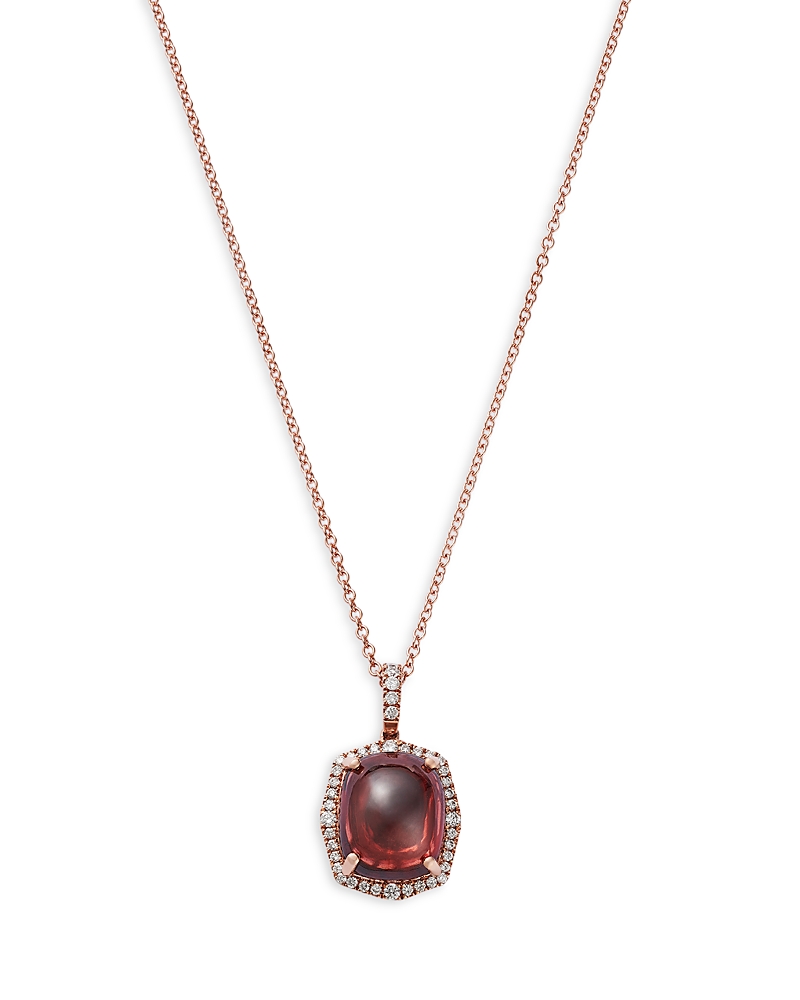 Bloomingdale's Fine Collection Garnet & Diamond Halo Pendant Necklace in 14K Rose Gold, 16