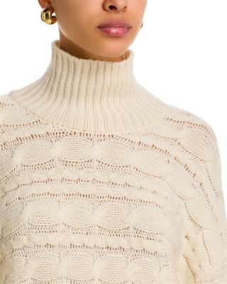 Wool & Cashmere Cropped Cable Turtleneck 