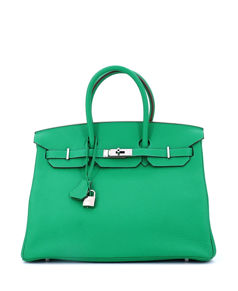 Pre-owned Pre-owned Hermes Hermes Birkin 35 Handbag Green Clemence With Palladium Hardware