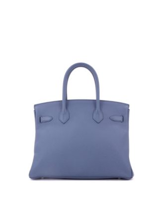 Birkin 30 Handbag Blue Togo with Palladium Hardware