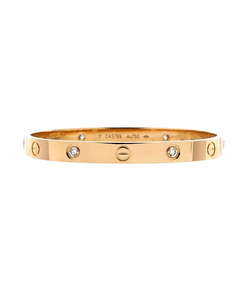 Pre-owned Pre-owned Cartier Cartier Love 4 Diamond Bracelet 18k Gold With Diamonds