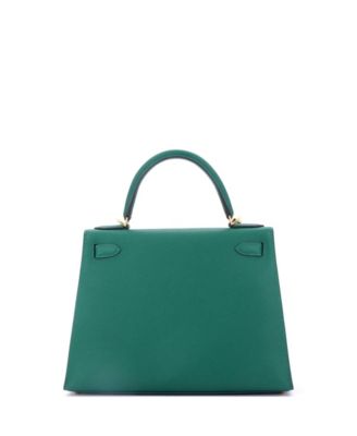 Kelly 28 Handbag Green Epsom with Gold Hardware
