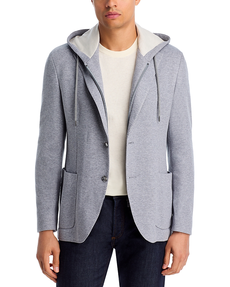 Vince Double Face Jersey Removable Hood Slim Fit Sport Coat In Green