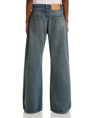 Low Rise Wide Jeans in Grey Blue