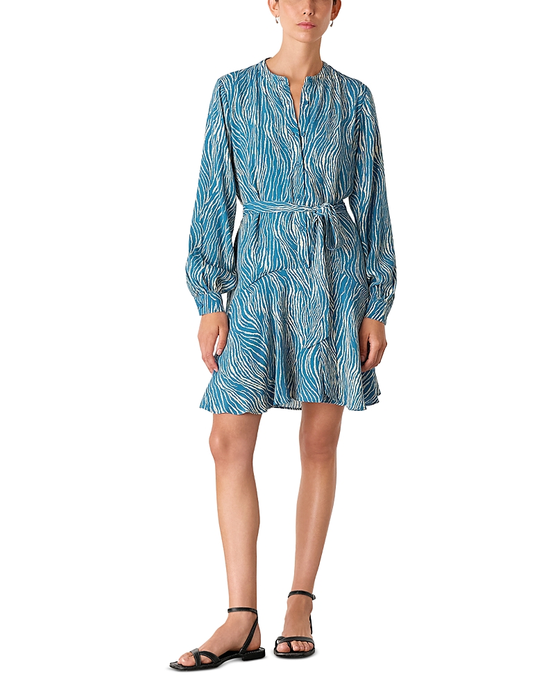 Whistles Womens Multi-coloured Zebra-print Tie-waist Woven Mini Dress In Blue