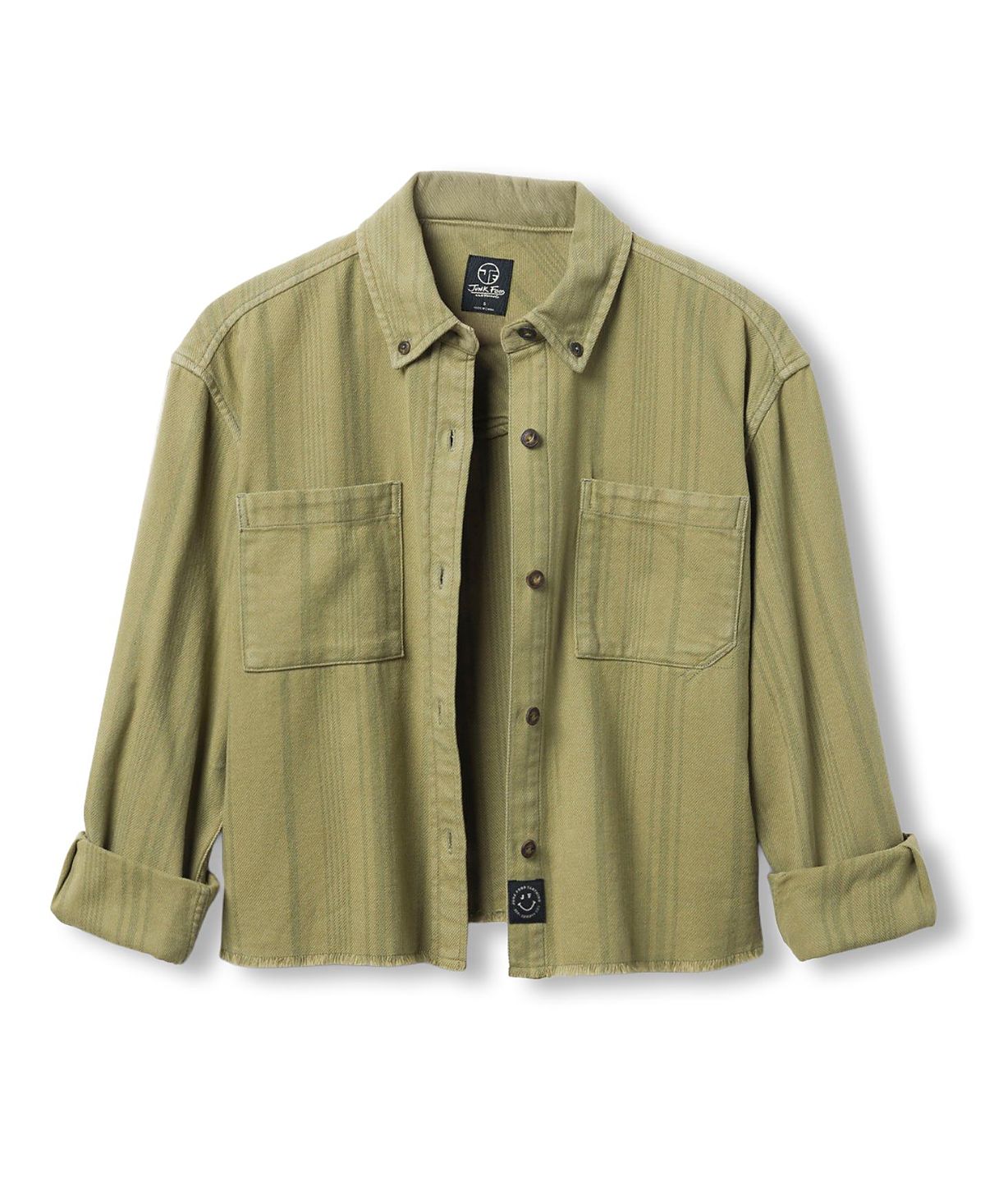 Junk Food Clothing Women's Tonal Stripe Flannel Crop Shirt