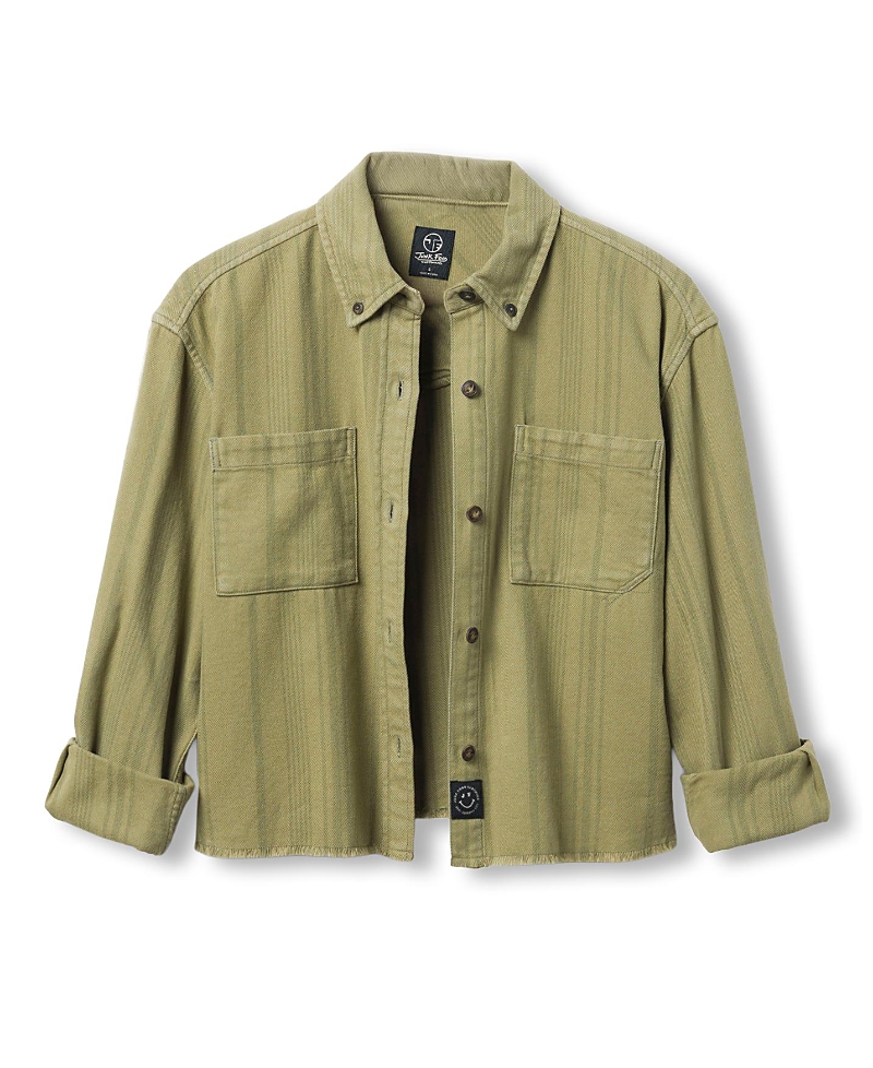 Junk Food Clothing Women's Tonal Stripe Flannel Crop Shirt