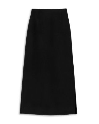 High Waisted Wool Blend Midi Skirt  