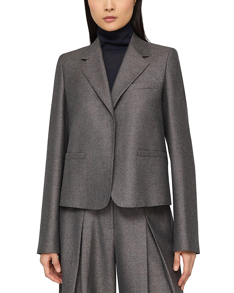 Lafayette 148 Pixelated Wool Twill Cropped Boyfriend Blazer In Gray