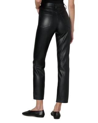 The Lyra Slim Faux Leather Jeans in Black