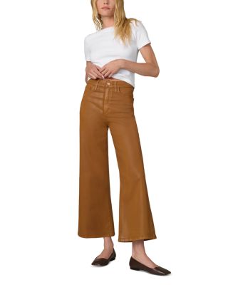 The Mia Wide Leg Ankle Coated Jeans in Brown Bronze