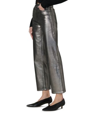 The Blake Cropped Wide Leg Jeans in Pewter Foil