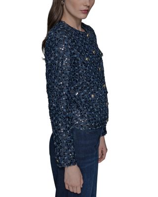 Collarless Sequin Jacket