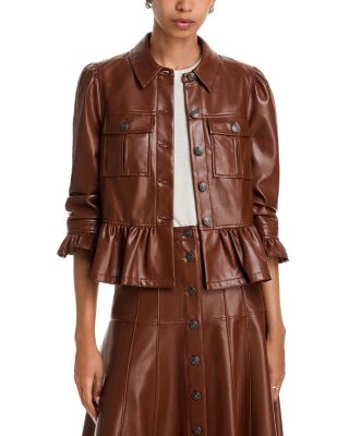 Faux Leather Delanie Jacket & Veena Faux Leather Midi Skirt