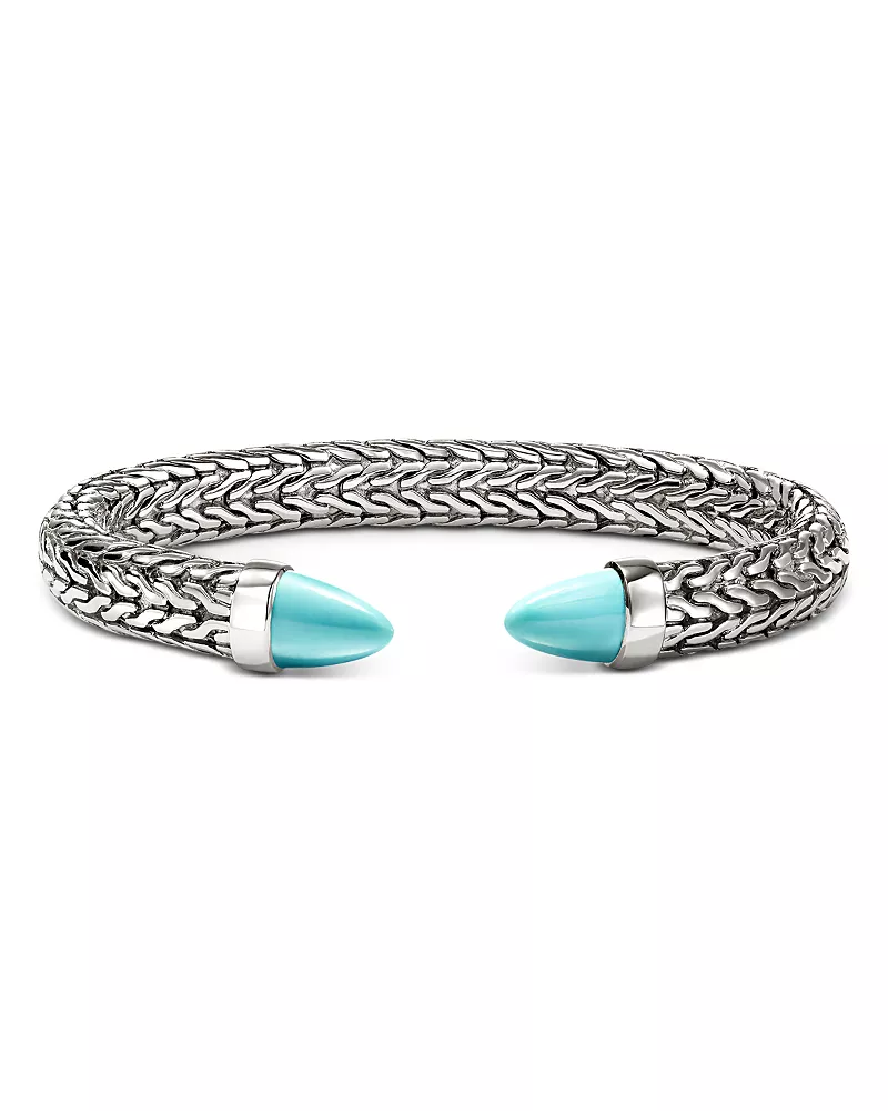 John Hardy Sterling Silver Turquoise Spear 50 Flex Cuff