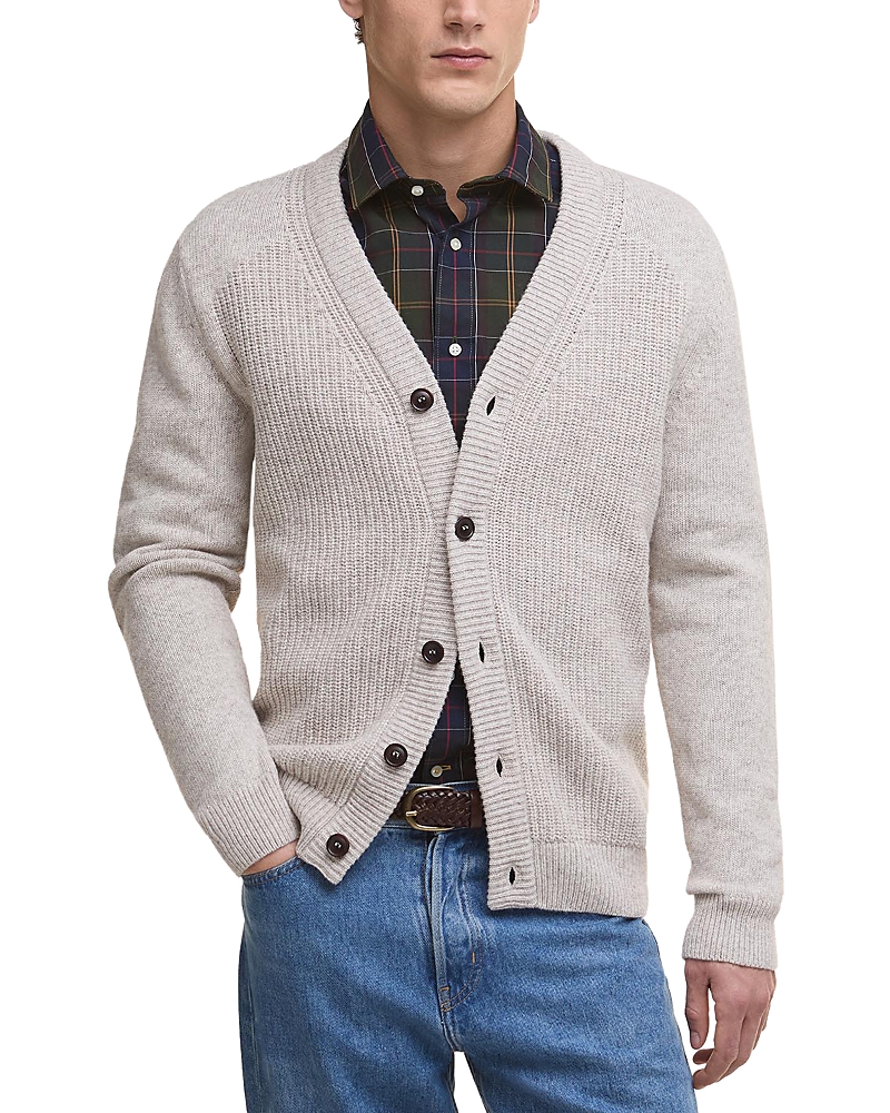 Barbour Mainland Knitted Cardigan In Gray