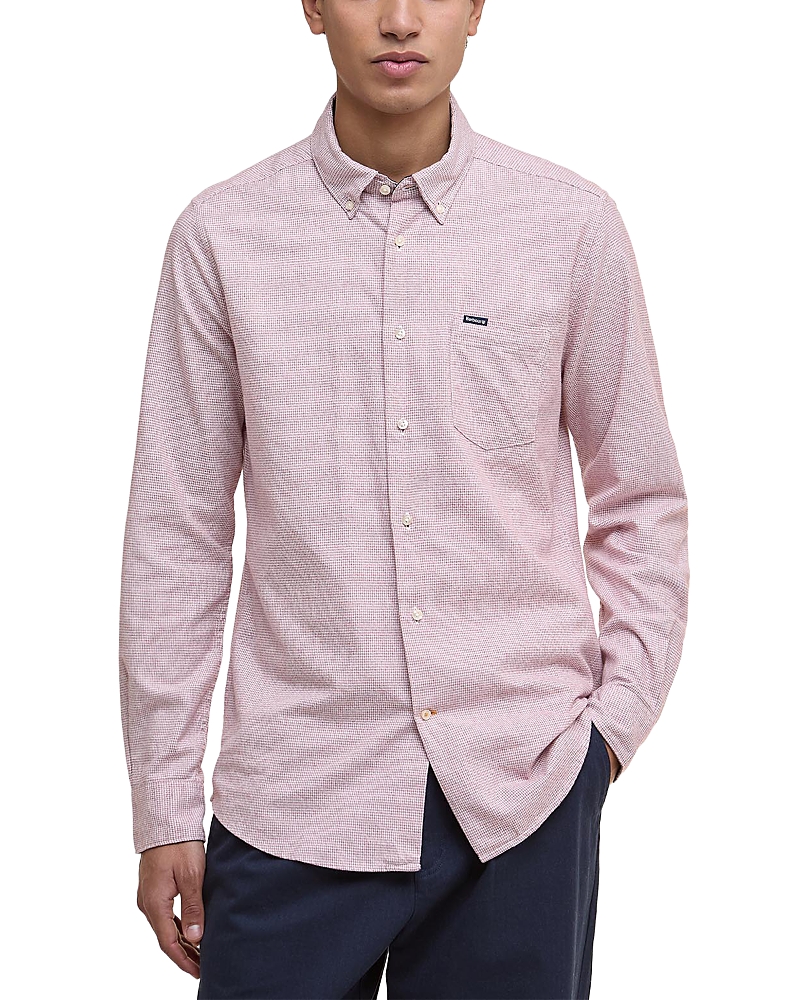 Barbour Turner Houndstooth Button-down Shirt In Pink