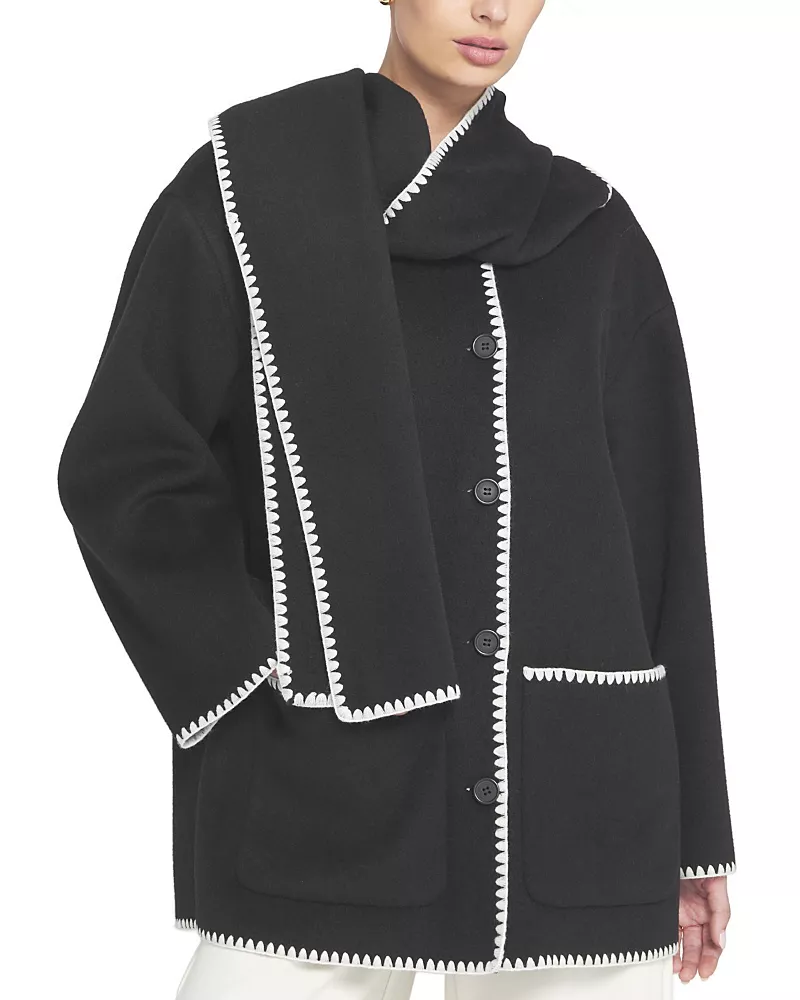 Elle Collection Detachable Scarf Coat
