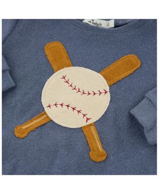 Unisex Terry Baseball Applique Brooklyn Boxy Sweatshirt - Little Kid