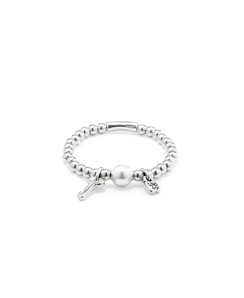 Unode50 Sterling Silver Plated Beaded With A Pearl Bracelet In Metallic