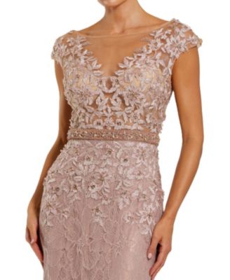 High Neck Shoulder Flower Detail Mermaid Gown