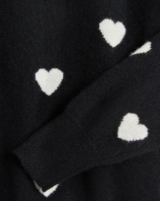 Girls' Knitted Crewneck Pullover Heart Shaped Jacquard Cashmere Sweater, Big Kid - Exclusive