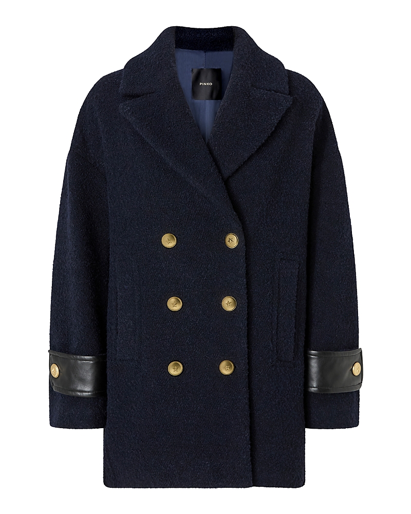 Pinko Double-breasted Embellished-cuff Coat In Blue