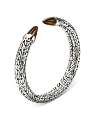 Men's Sterling Silver Tiger Eye Spear 50 Flex Cuff