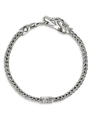 Sterling Silver Naga Blue Sapphire & Diamond Dragon Flex Bracelet