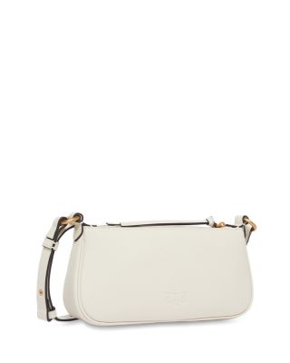 Leather Half Moon Baguette Shoulder Bag