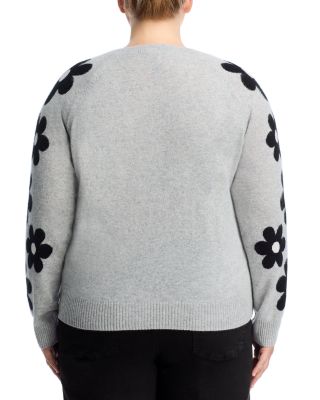 100% Cashmere Floral Sleeve Sweater - Exclusive