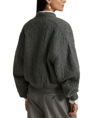 Cable Knit Wool Cashmere Bomber Jacket
