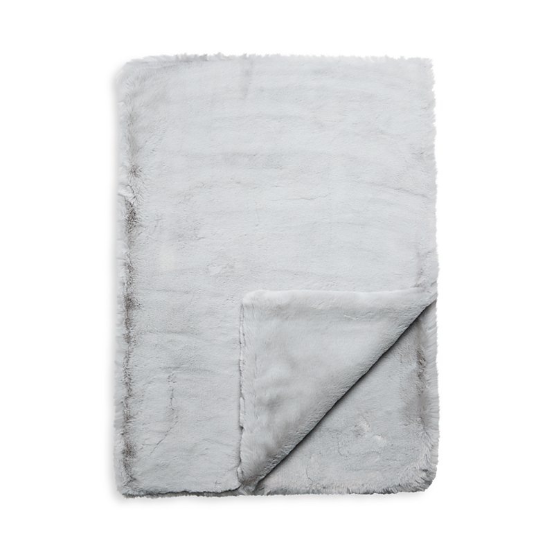 Aqua Big Rabbit Double Sided Faux Fur Throw Blanket - Exclusive In Gray