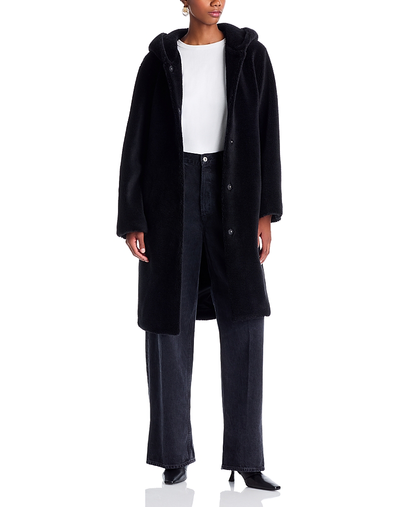 Bernardo Hooded Sherpa Coat In Black