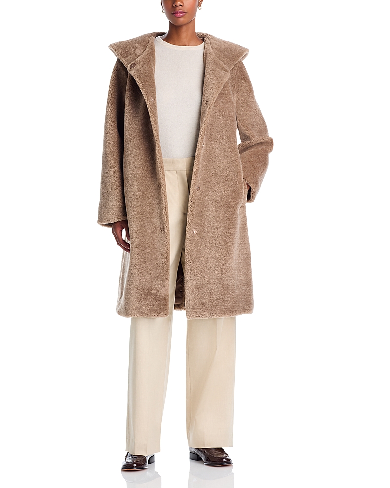 Bernardo Hooded Sherpa Coat In Brown