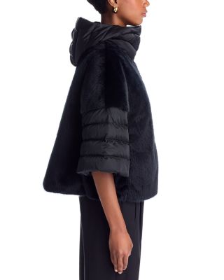 Satin Short Sleeve Faux Fur Jacket