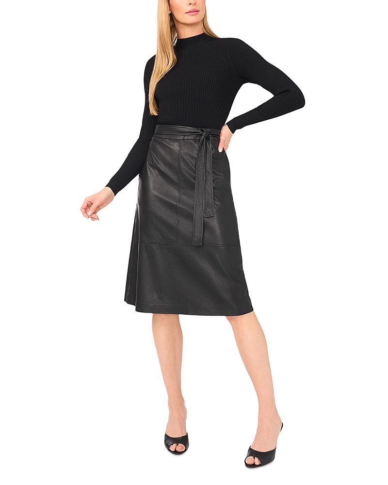 Ted Baker Mixed Media Long Sleeve Dress In Black