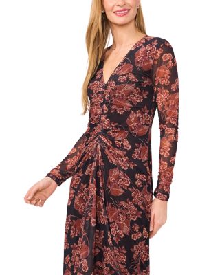 Marelle V Neck Ruched Midi Dress