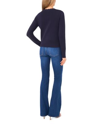 Cybill Scalloped Crewneck Cardigan Sweater