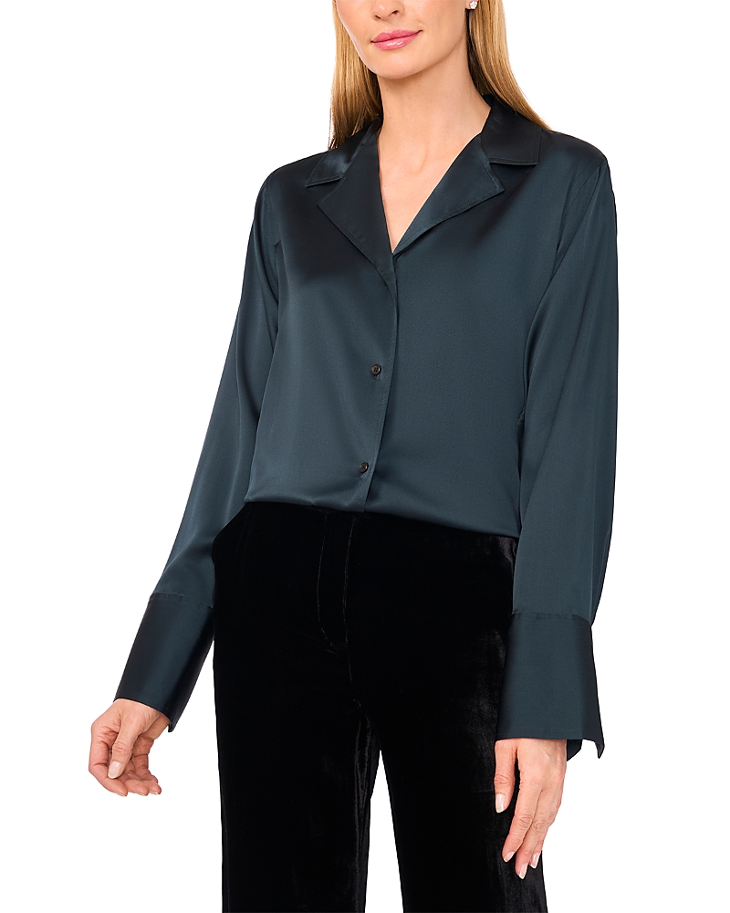 Ted Baker Stretch Satin Button-up Shirt In Green