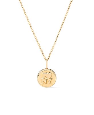  Solid Gold NYC Charm Necklace