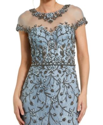  Sheer Top Embellished Mermaid Gown