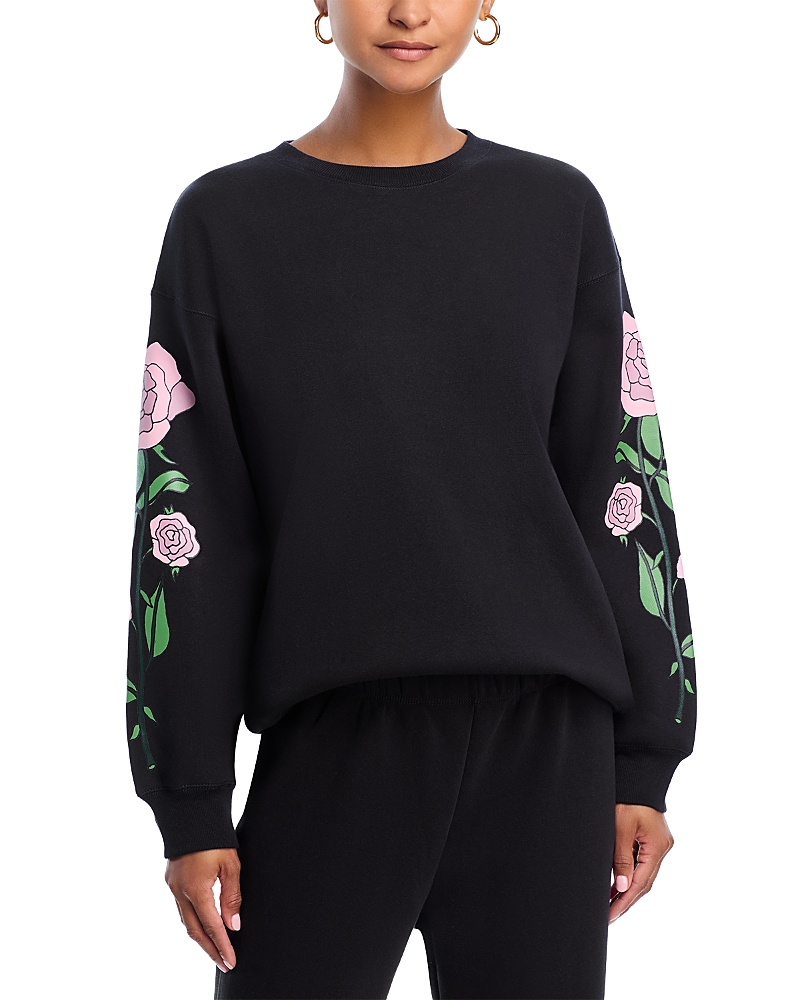 Aqua X Angelica Hicks Rose Graphic Sweatshirt - Exclusive In Black