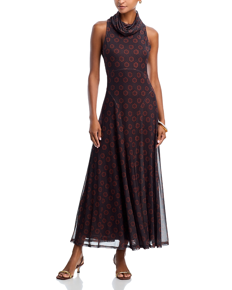 Aqua X Angelica Hicks Turtleneck Mesh Maxi Dress - Exclusive In Multi