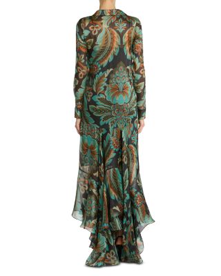 Silk Printed Maxi Shirtdress