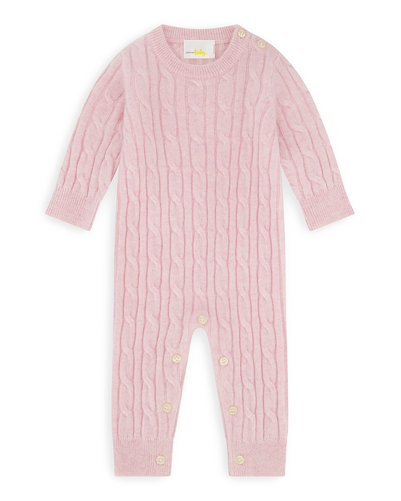 Bloomie's Baby Unisex Classic Cable Cashmere Coverall, Baby - Exclusive In Pink