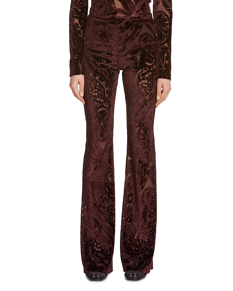 Etro Flared Trousers With Jacquard Effect In Burgundy