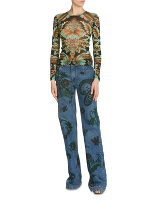 Printed Long Sleeve Jersey Top